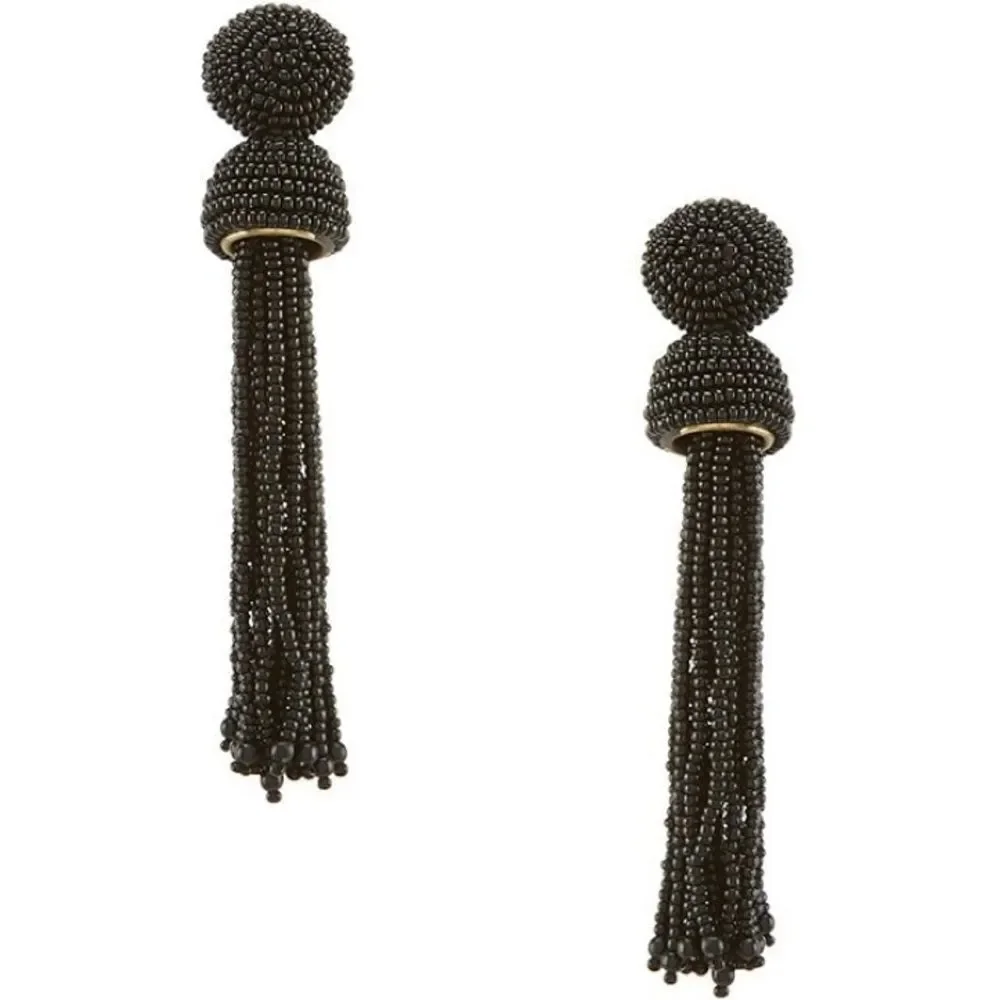 Baublebar Black Beaded Tassel dangling Statement Earrings